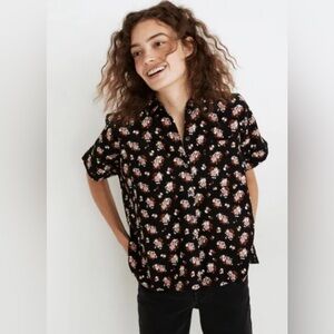 Madewell Women’s XS Corduroy Day Shirt in Homestead Bouquet Floral Black